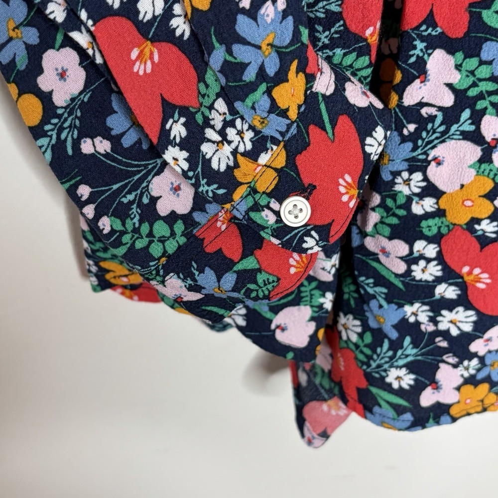 Loft Floral Blouse Top Womens L Cottagecore Preppy Career Work Office Colorful - Picture 4 of 7